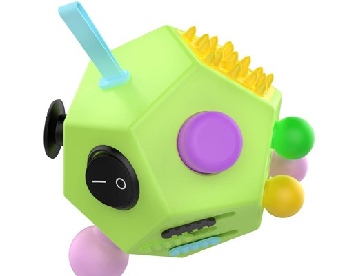 ATiC 12 Sided Fidget Cube, Fidget Twiddle Cube Dodecagon Stress Relief Hand Toy Decompression for ADD, ADHD, Autism Kids and Adults, GreenColorful