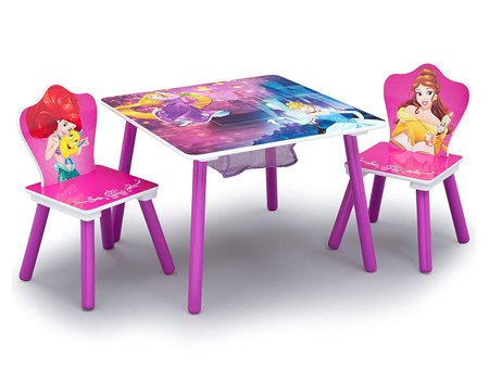 Delta Children Kids Chair Set and Table (2 Chairs Included), Disney Princess