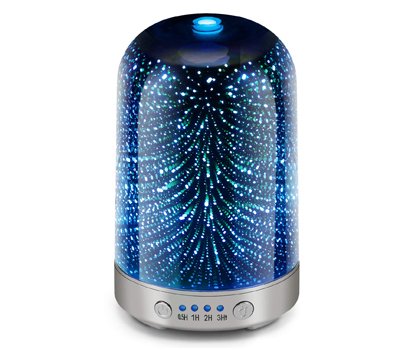 Essential Oil Diffuser 3D Glass Galaxy Aromatherapy 120ml Diffuser Aromatherapy Oil Humidifie Automatic Shut Off Home Office Yoga SPA Baby