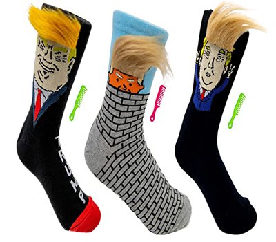 TrumpHall trump socks with comb over hair and brush men and women 2020 election socks funny donald