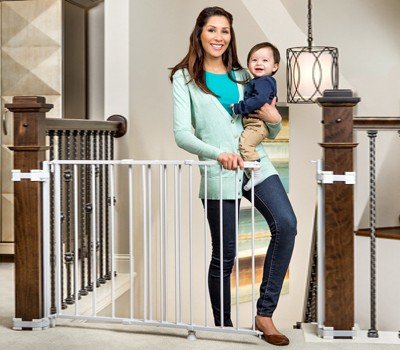 Regalo 2-in-1 Stairway and Hallway Wall Mounted Baby Gate, Bonus Kit, Includes Banister and Wall Mounting Kit