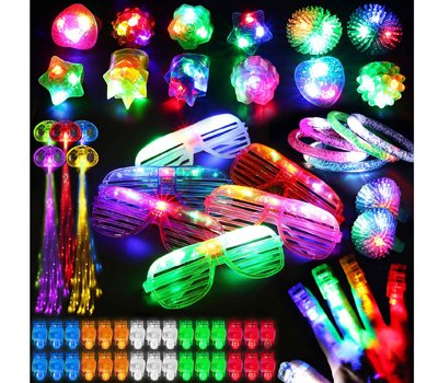 78PCs LED Light Up Toy Party Favors Glow In The Dark,Party Supplies Bulk For Adult Kids Birthday Halloween With 50 Finger Light, 12 Jelly Ring